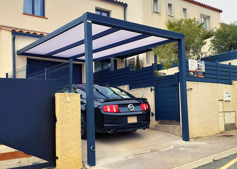 Carport alu toit plat installé à Narbonne